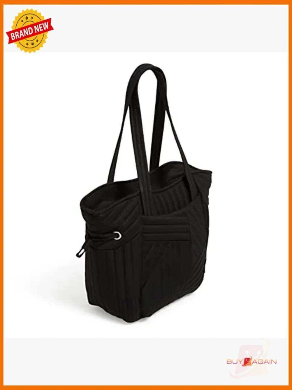 Cotton Satchel Purse with Zip Closure and Adjustable Drawstring